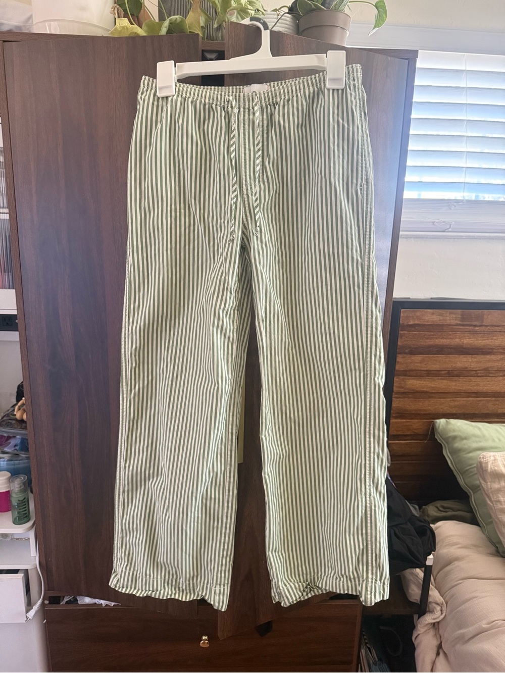 BDG Light Green & White Vertical-Stripe Lounge Joggers